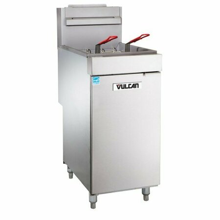 VULCAN 1VEG35M-1 Natural Gas 35-40 lb. Floor Fryer with Millivolt Controls - 70000 BTU 9011VEG35M1N
